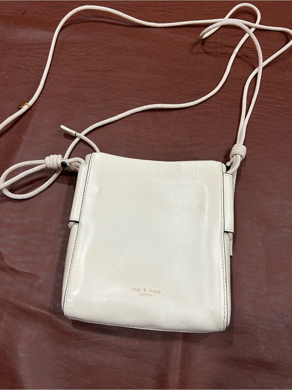 rag & bone Cream Leather Crossbody with Adjustable Cord Strap